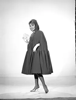 Cape Prints: Little Red Riding Hood : Model Elizabeth Duke wearing red velvet cape. 1963