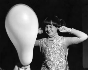 Noise Prints: Little Tamara Hallett grits her teeth for the moment that every child dreads