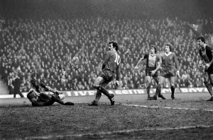 Liverpool 2 v. Southampton 0. Division One Football. February 1981 MF01-39-032