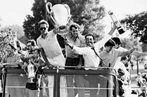 Success Prints: Liverpool celebrate their treble win at the end of the 1983 -84 season as they parade