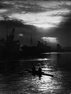 Silhouette Prints: Liverpool Docks 1932. The amount of cargo passing through Liverpool docks grew