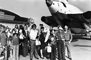 01048 Prints: Liverpool fans board their plane at Speke Airport bound for Rome to watch their team in