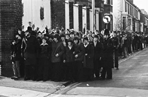 Queues Prints: Liverpool fans queue outside Anfield for tickets for their European Cup Semi Final First