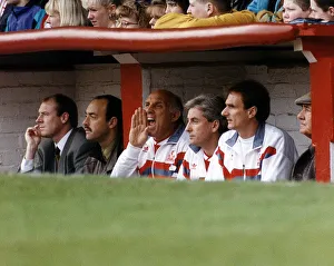 Emotions Prints: Liverpool FC caretaker manager Ronnie Moran shouting instructions to his players from