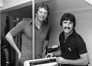 Liverpool FC player David Fairclough is weighed by David Johnson during his medical