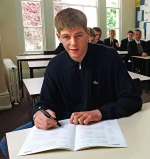 Liverpool FC player Steven Gerrard visits his former school Cardinal Heenan High school