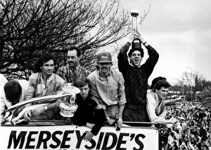 The Liverpool FC Victory Bus passes through Liverpool City Centre as the players enjoy a