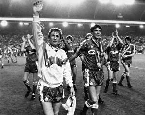 Liverpool Football team acknowledge their fans after their final home match of the season