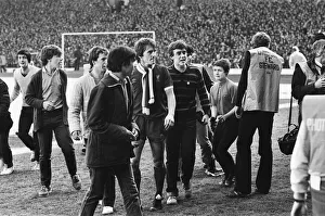 Liverpool Football team celebrate winning the League title after defeating Aston Villa
