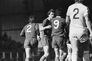 Liverpool Football team celebrate winning the League title after defeating Aston Villa