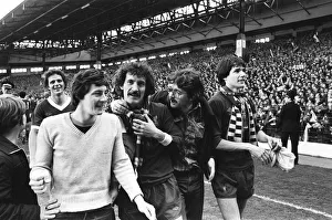 Liverpool Football team celebrate winning the League title after defeating Aston Villa