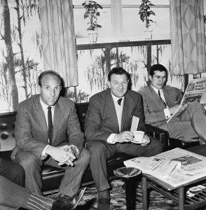 Liverpool football team at Speke Airport before their flight to Milan where they will