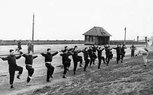 01133 Prints: Liverpool football team in training at Blackpool during a session led by their manager