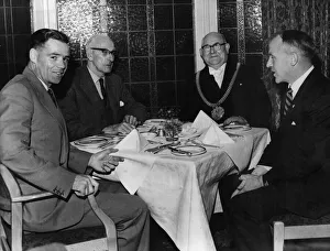 Meal Prints: Liverpool footballer Billy Liddell pictured with the Lord Mayor