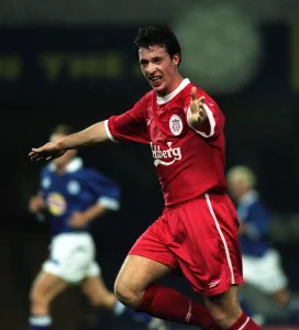 Liverpool Footballer Robbie Fowler in action during the reserves match against Leicester