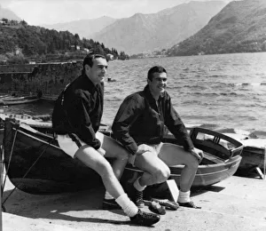 Lake Prints: Liverpool footballers Ian St John and Ron Yeats relax on the shores of Lake Como at their