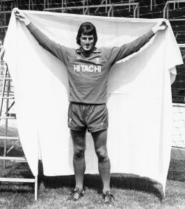 Goalkeeper Prints: Liverpool goalkeeper Ray Clemence celebrates keeping a clean sheet for a record 305