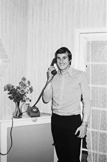 Goalkeeper Prints: Liverpool goalkeeper ray Clemence on the telephone hearing that he has been picked for
