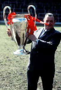 00244 Prints: Liverpool manager Bob Paisley holding the European Cup in March 1979