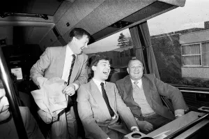 00446 Prints: Former Liverpool manager Bob Paisley (right) shares a joke with Manchester United manager