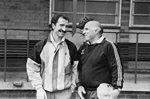 Trainer Prints: Liverpool manager Graeme Souness with trainer Ronnie Moran as he makes an appearance