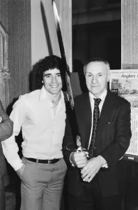 Sword Prints: Former Liverpool manager Bill Shankly with England international footballer Kevin Keegan