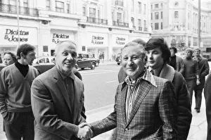 Liverpool manager Bill Shankly greets Recording company executive Abe Goff in Regent