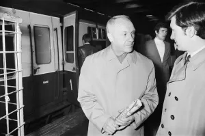 Liverpool manager Bill Shankly pictured at Euston Station after arriving in the capital