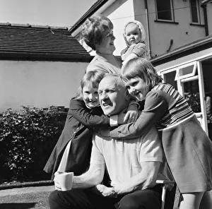 Kids Prints: Liverpool manager Bill Shankly pictured relaxing at home with family