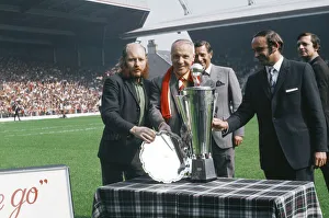 Success Prints: Liverpool manager Bill Shankly receives the Bells Whisky Trophy for Manager of the Year