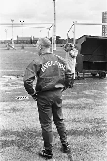 Liverpool manager Bill Shankly takes charge of a training session as the team are