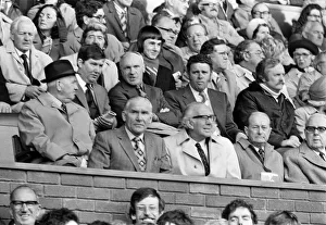 Former Liverpool manager Bill Shankly watching the action accompanied by Spurs manager