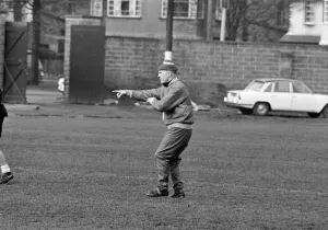 Tracksuit Prints: Liverpool manager Bill Shankly wearing a new tracksuit and hand knitted woolly hat