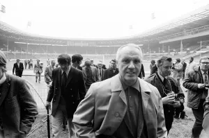 00461 Prints: Liverpool manager Bill Shankly at Wembley Stadium to inspect the pitch ahead of his