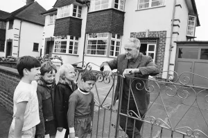 Boys Prints: Former Liverpool manager Bill Shankly with young children outside his home shortly after