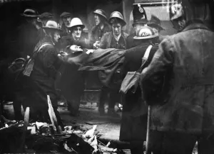 Ambulance Prints: Liverpool, Merseyside, during The Blitz. Picture taken 3rd January 1941