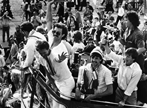 Homecoming Prints: Liverpool players proudly show off the European Cup trophy to thousands of fans who lined