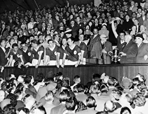 01133 Prints: Liverpool are presented with Second Division Championship trophy at the end of their