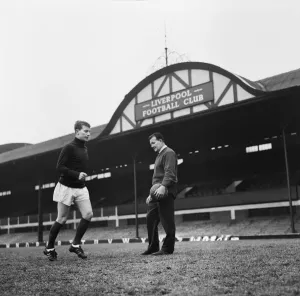 00539 Prints: Liverpool team trainer Bob Paisley assesses Skelmersdale United left back Colin Bridge