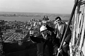 Tower Prints: Liverpool Tower topping out. Pat O Connor (left) of County Cavan