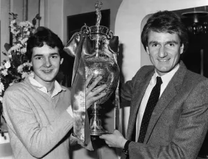 00250 Prints: Liverpool v. Leicester : Phil Thompson and Fan Visiting his 92nd League Club