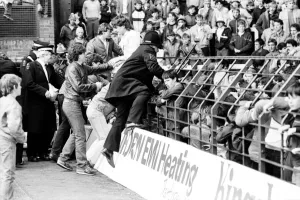 Liverpool v. Newcastle. April 1985 MF21-02-065 The final score was a Three one