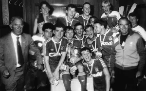 Young Prints: Liverpool Youth team celebrate winning the Northern Ireland Milk Cup trophy in 1988