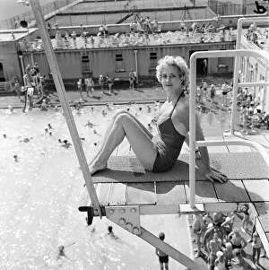 1959 Prints: Liz Fraser, English actress, pictured at Durnsford Road Baths, Bounds Green