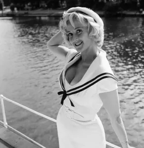 Liz Fraser, English actress, pictured on location at Taggs Island