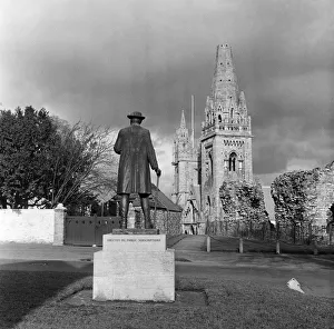Statue Prints: Llandaff Cathedral and Statue of James Rice Buckley by William Goscombe John