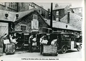 Vans Prints: Loading up the latest edition of the Midland Daily Telegraph'into Alvis vans