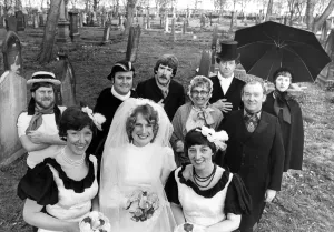 A local amateur operatic society. Front Row: Jean Cochcroft