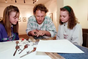 Teaching Prints: Local students from Langbaurgh School get some experience in lino Printing techniques