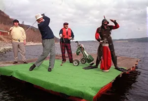 00188 Prints: Loch Ness Golf Club at the Drumnadrochit Golf Course where each hole is on a floating